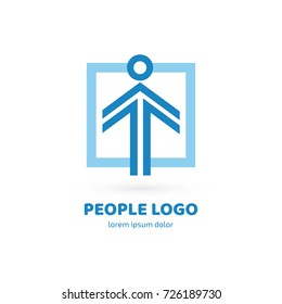 Logo design abstract people vector template. Illustration design of logotype business active person symbol. Vector happy man web icon.