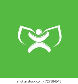 Logo design abstract people vector template. Illustration design of logotype business relaxation symbol. Vector happy man web icon.