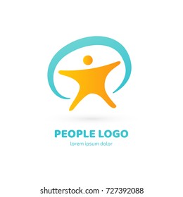 Logo design abstract people vector template. Illustration design of logotype business sport symbol. Vector active man web icon.