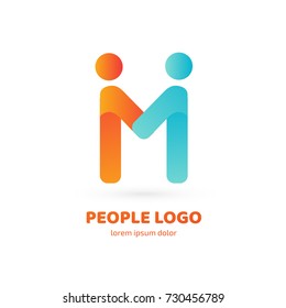 Diseño del logotipo, plantilla vectorial de personas abstractas. Ilustración diseño del logotipo de la familia de negocios. Icono de la web del hombre feliz vector.