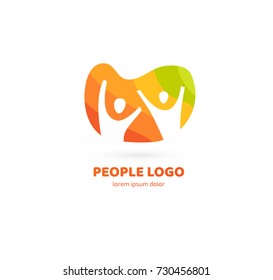 Logo design abstract people vector template. Illustration design of logotype business family symbol. Vector happy man web icon.