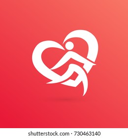 Logo design abstract people vector template. Illustration design of logotype man in love symbol. Vector happy man web icon.