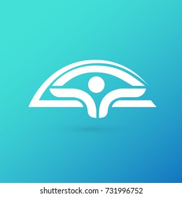 Logo design abstract people vector template. Illustration design of logotype business happy person symbol. Vector sun and man web icon.