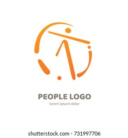 Logo design abstract people vector template. Illustration design of logotype activity person symbol. Vector happy man web icon.