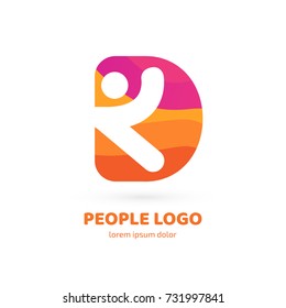 Logo design abstract people vector template. Illustration design of logotype business team symbol. Vector happy man web icon.