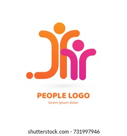 Logo design abstract people vector template. Illustration design of logotype business family symbol. Vector happy man web icon.