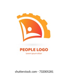 Logo design abstract people vector template. Illustration design of logotype business happy person symbol. Vector sun and man web icon.