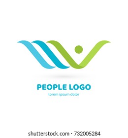 Logo design abstract people vector template. Illustration design of logotype business relaxation symbol. Vector happy man web icon.
