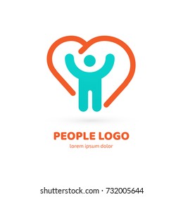Logo design abstract people vector template. Illustration design of logotype business family symbol. Vector happy man web icon.