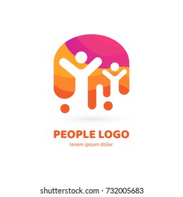 Logo design abstract people vector template. Illustration design of logotype business team symbol. Vector happy man web icon.