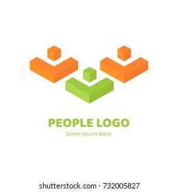 Logo design abstract people vector template. Illustration design of logotype business team symbol. Vector happy man web icon.