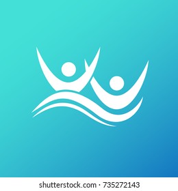 Logo design abstract people vector template. Illustration design of logotype business relaxation symbol. Vector happy man web icon.