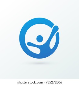 Logo design abstract people vector template. Illustration design of logotype activity person symbol. Vector happy man web icon.