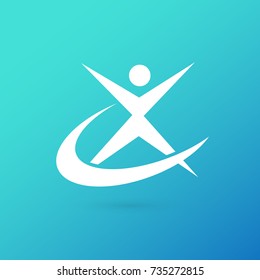 Logo design abstract people vector template. Illustration design of logotype activity person symbol. Vector happy man web icon.