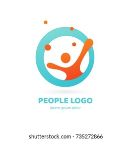 Logo design abstract people vector template. Illustration design of logotype activity person symbol. Vector happy man web icon.