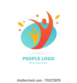 Logo design abstract people vector template. Illustration design of logotype business family symbol. Vector happy man web icon.