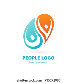 Logo design abstract people vector template. Illustration design of logotype business team symbol. Vector happy man web icon.