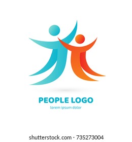 Logo design abstract people vector template. Illustration design of logotype business family symbol. Vector happy man web icon.
