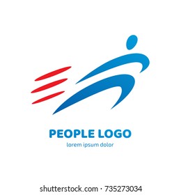 Logo design abstract people vector template. Illustration design of logotype activity person symbol. Vector happy man web icon.