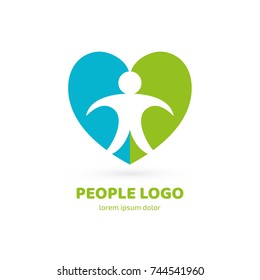 Logo design abstract people vector template. Illustration design of logotype man in love symbol. Vector happy man web icon.