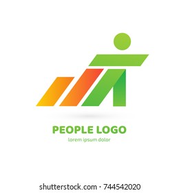 Logo design abstract people vector template. Illustration design of logotype activity person symbol. Vector happy man web icon.