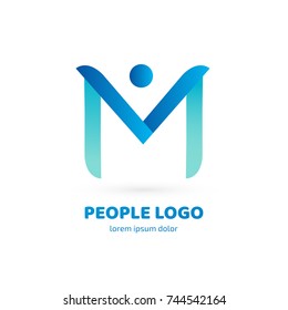 Logo design abstract people vector template. Illustration design of logotype activity person symbol. Vector happy man web icon.