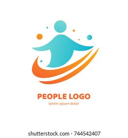 Logo design abstract people vector template. Illustration design of logotype activity person symbol. Vector happy man web icon.