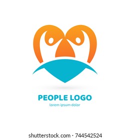 Logo design abstract people vector template. Illustration design of logotype man in love symbol. Vector happy man web icon.
