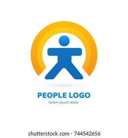 Logo design abstract people vector template. Illustration design of logotype activity person symbol. Vector happy man web icon.