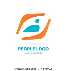 Logo design abstract people vector template. Illustration design of logotype business team symbol. Vector happy man web icon.