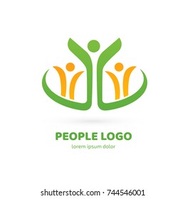 Logo design abstract people vector template. Illustration design of logotype business family symbol. Vector happy man web icon.