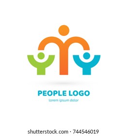 Logo design abstract people vector template. Illustration design of logotype business family symbol. Vector happy man web icon.