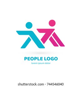 Logo design abstract people vector template. Illustration design of logotype business team symbol. Vector happy man web icon.