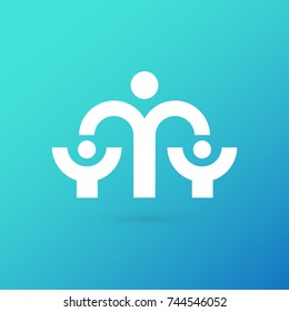 Logo design abstract people vector template. Illustration design of logotype business family symbol. Vector happy man web icon.