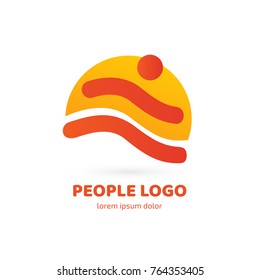 Logo design abstract people vector template. Illustration design of logotype business team symbol. Vector happy man web icon.