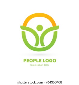 Logo design abstract people vector template. Illustration design of logotype business team symbol. Vector happy man web icon.