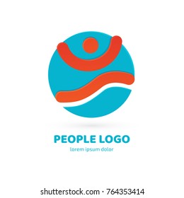 Logo design abstract people vector template. Illustration design of logotype business team symbol. Vector happy man web icon.