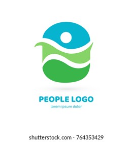 Logo design abstract people vector template. Illustration design of logotype business team symbol. Vector happy man web icon.