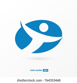 Logo design abstract people vector template. Illustration design of logotype business team symbol. Vector happy man web icon.