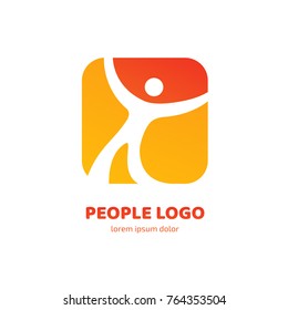 Logo design abstract people vector template. Illustration design of logotype business team symbol. Vector happy man web icon.