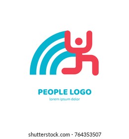 Logo design abstract people vector template. Illustration design of logotype business team symbol. Vector happy man web icon.