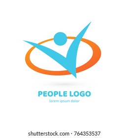 Logo design abstract people vector template. Illustration design of logotype business team symbol. Vector happy man web icon.