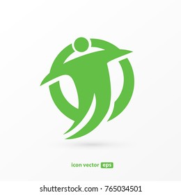 Logo design abstract people vector template. Illustration design of logotype business team symbol. Vector happy man web icon.