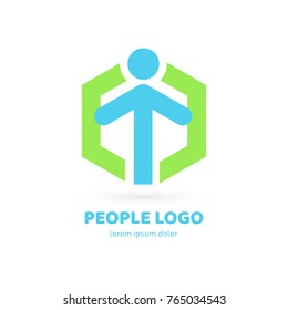 Logo design abstract people vector template. Illustration design of logotype business team symbol. Vector happy man web icon.