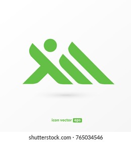 Logo design abstract people vector template. Illustration design of logotype business team symbol. Vector happy man web icon.