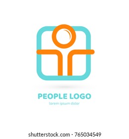 Logo design abstract people vector template. Illustration design of logotype business team symbol. Vector happy man web icon.