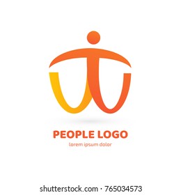 Logo design abstract people vector template. Illustration design of logotype business team symbol. Vector happy man web icon.
