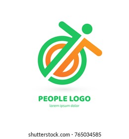 Logo design abstract people vector template. Illustration design of logotype business team symbol. Vector happy man web icon.