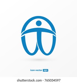 Logo design abstract people vector template. Illustration design of logotype business team symbol. Vector happy man web icon.