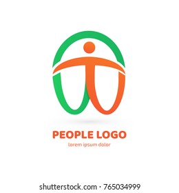 Logo design abstract people vector template. Illustration design of logotype business team symbol. Vector happy man web icon.